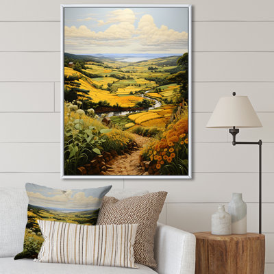 «Farm Harvesting Gold Pastoral II - Landscape & Nature», reproduction sur toile