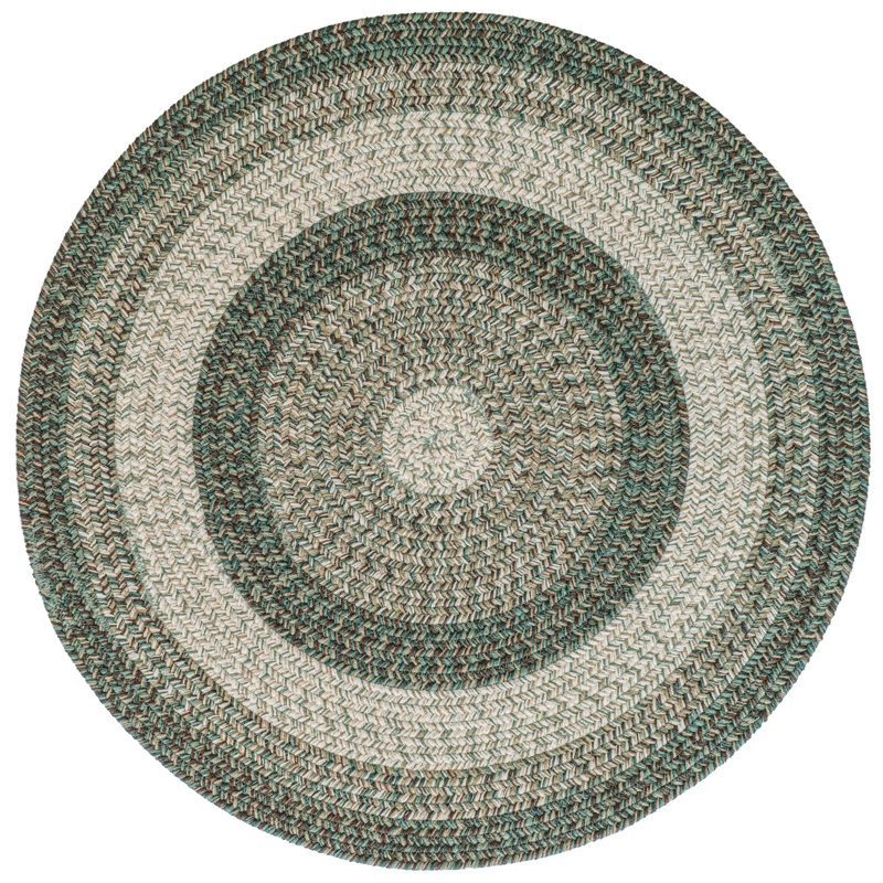 Green Multi Braided Round Synthetic Rug 8'6"