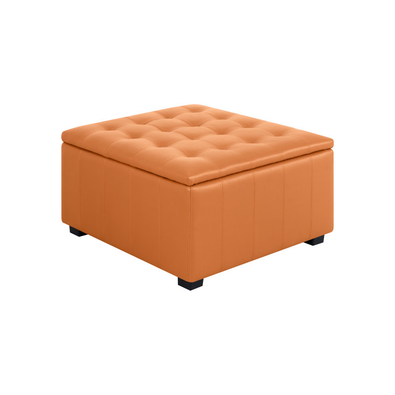 Banc de rangement avec repose-pieds Ashwika Vegan, Similicuir caramel