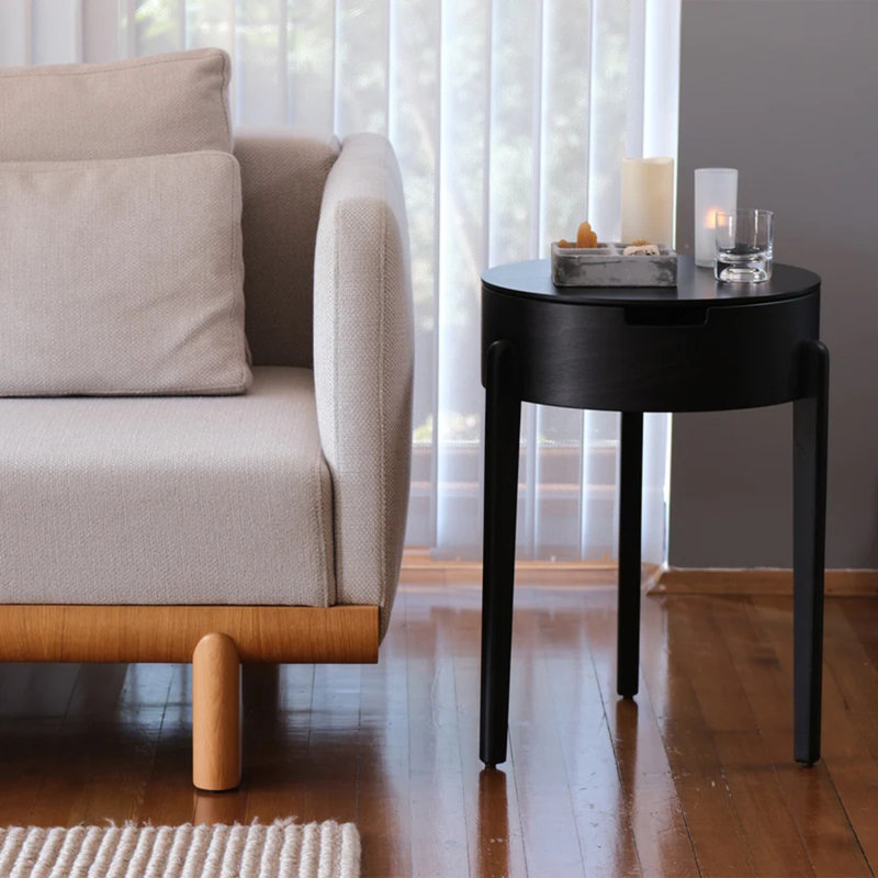 Chef Solid Wood End Table, Transparent Black