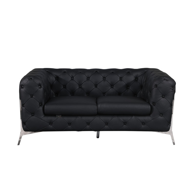Causeuse en cuir 100% italien Global United, Noir