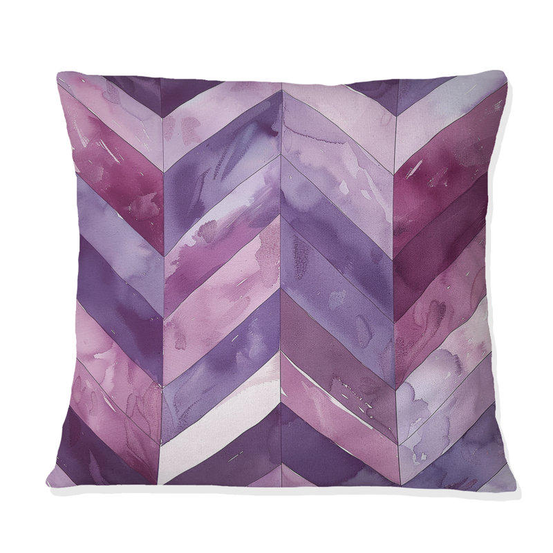 Coussin Mid-Century mauve à chevrons Bliss I, H 16 po x l 16 po