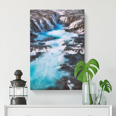 Waterfalls In Iceland - Wrapped Canvas Print