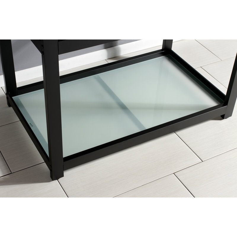 Fauceture Metal Rectangular Console Bathroom Sink, Brushed/Matte Black