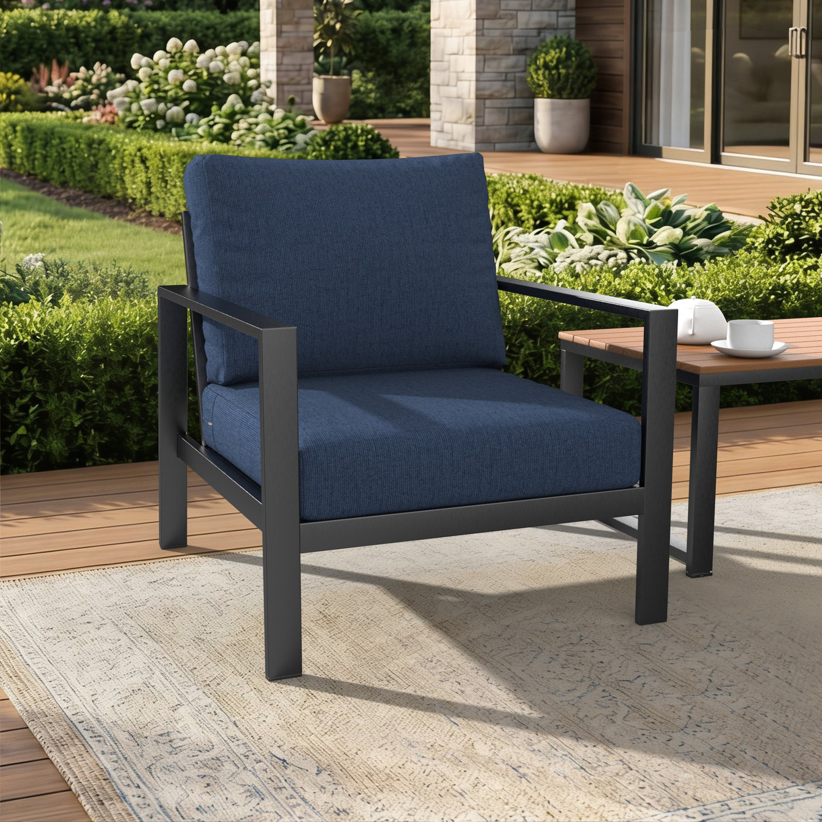 Amala Outdoor Sunbrella® Seat/Back Cushion, Sunbrella® Spectrum Indigo Plainweave, 25" W x 25.5" D