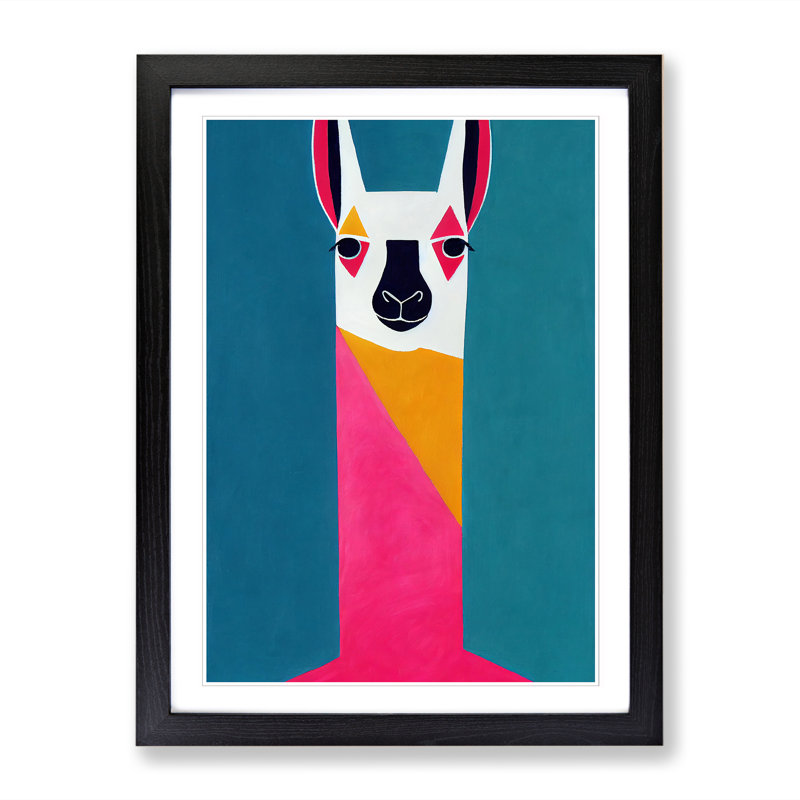Llama Minimalism Vol.1 - Single Picture Frame Print, Black, 34cm H x 25cm W x 2cm D
