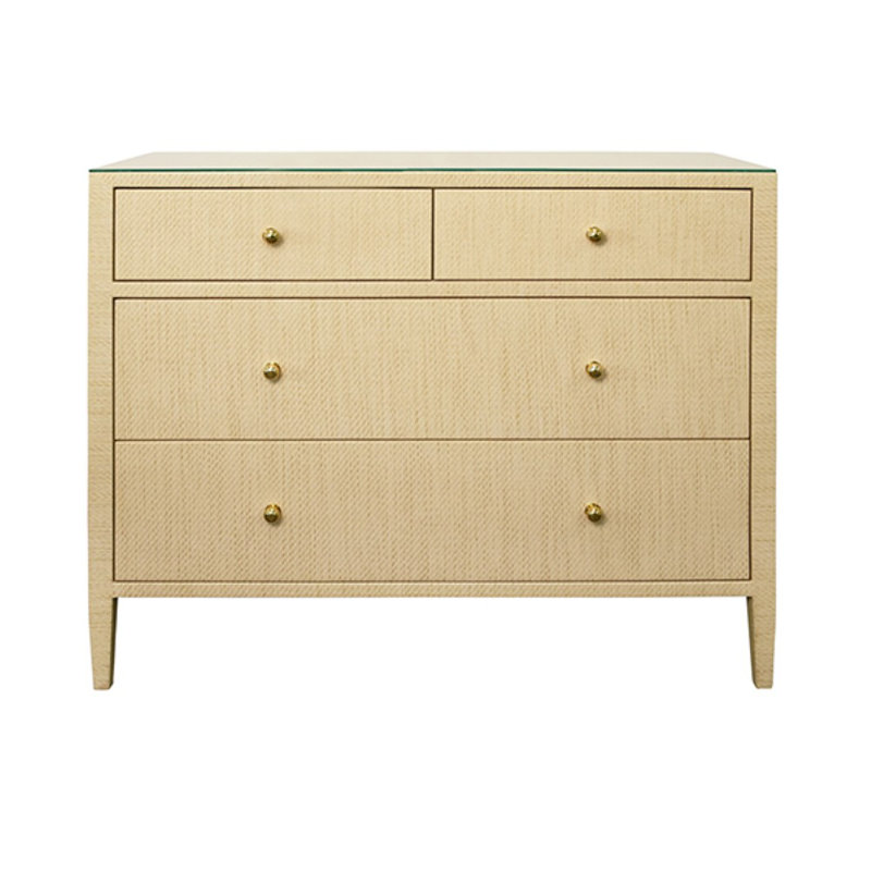 Four Drawer Chest with Glass Top, Gold