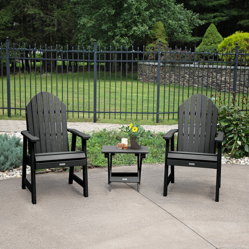 Chaise Adirondack en plastique avec table Anette, Noir