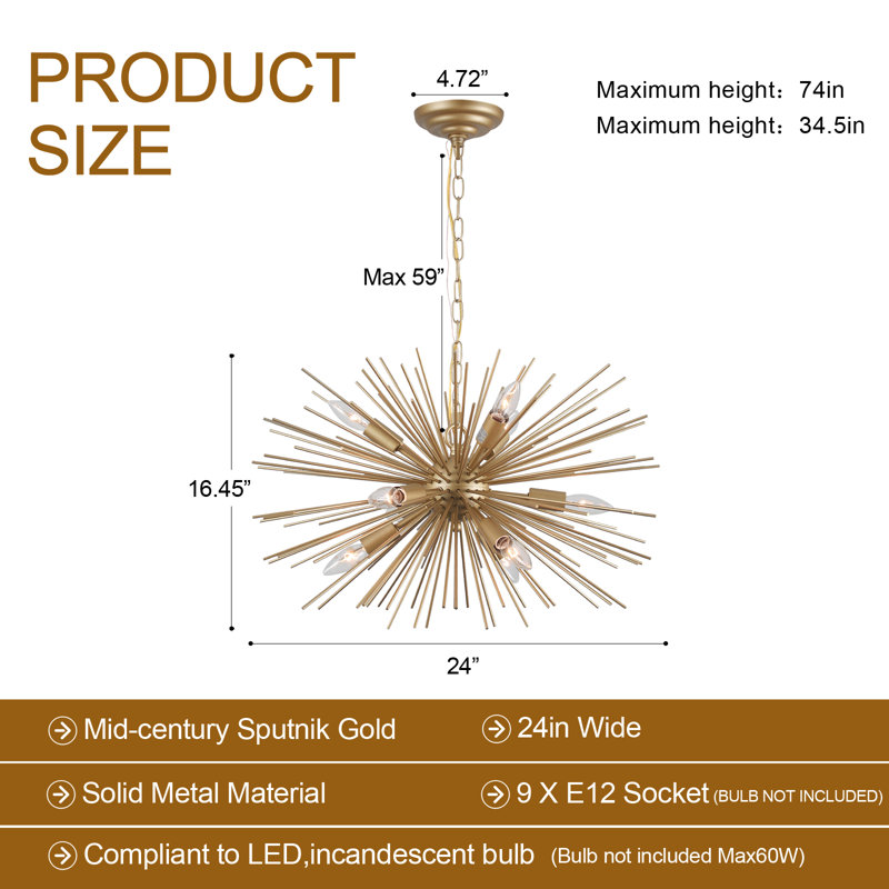 9 - Light Dimmable Sputnik Sphere Chandelier