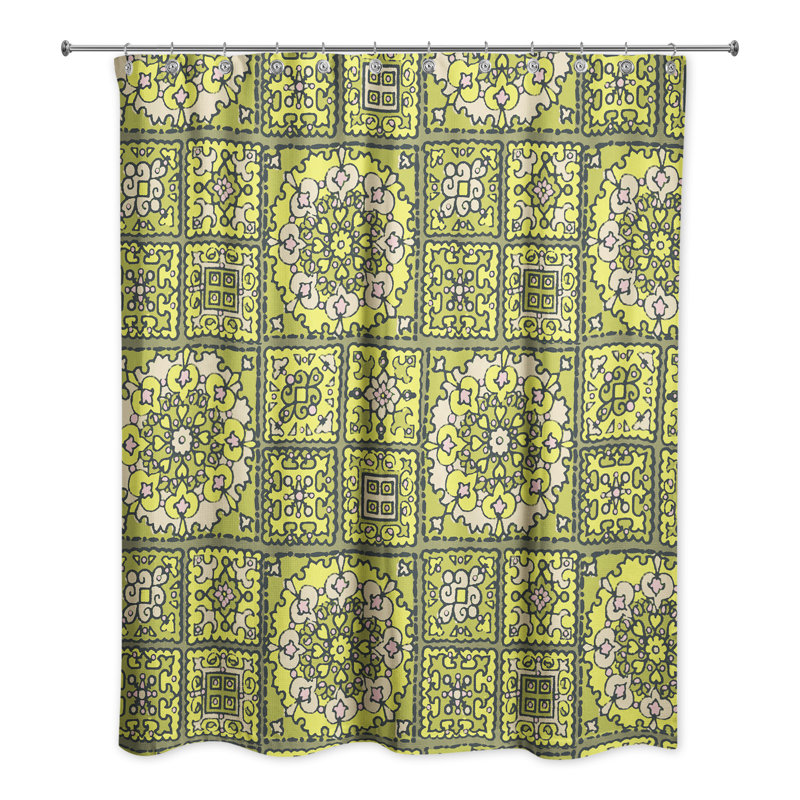 Rideau de douche simple patchwork Hanner, Vert