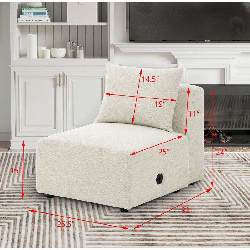 Fauteuil de chambre de 25,5 po Raaid, Fil beige bouclé