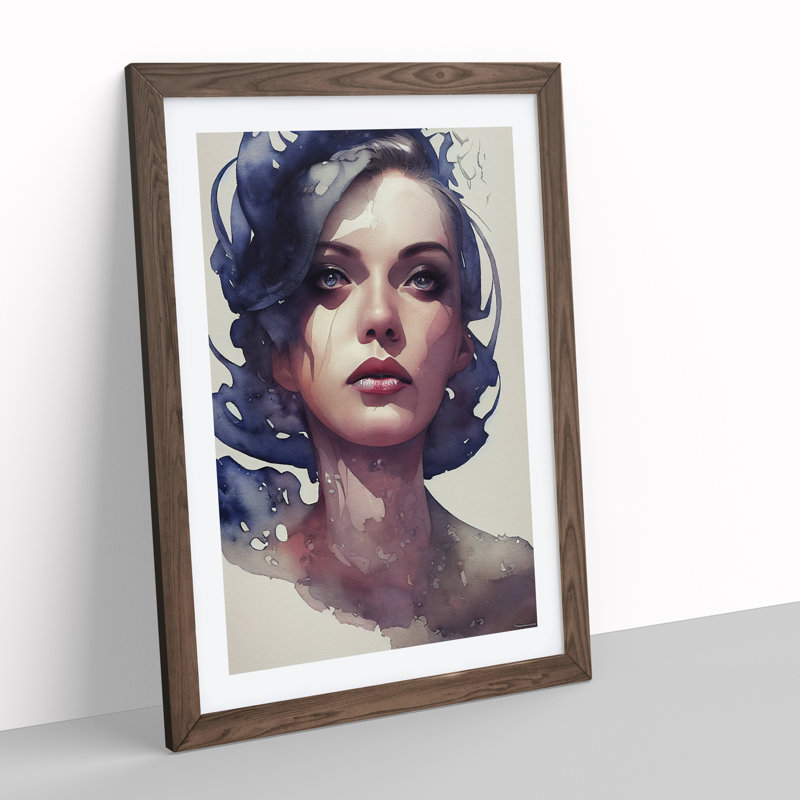 Woman - Single Picture Frame Painting, 64cm H x 46cm W x 2cm D, Walnut