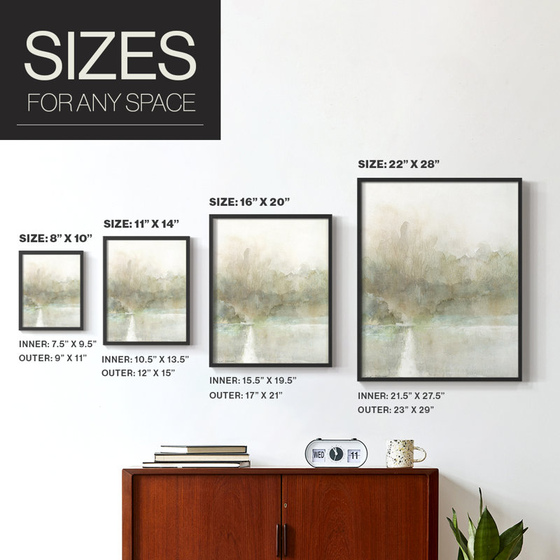 Gentle Path I Framed Print - Solid Wood, Black, 21" H x 17" W
