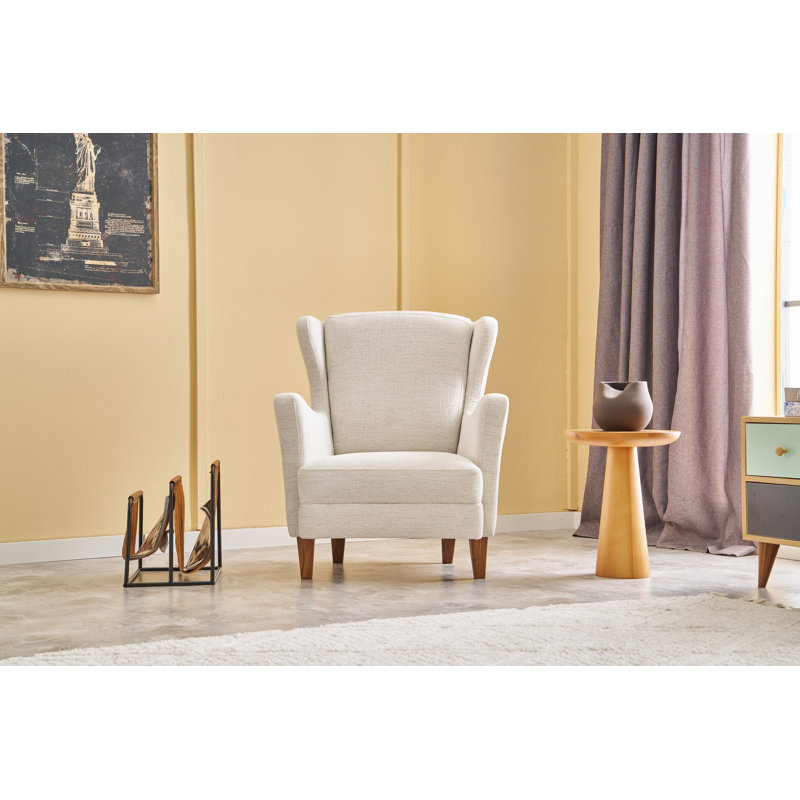 Fauteuil à oreilles, Mélange de polyester blanc Nampreet