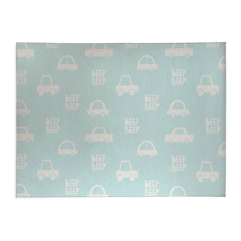 Beep Kids Play Mat, Light Blue/Ivory, Rectangle 4' x 6'