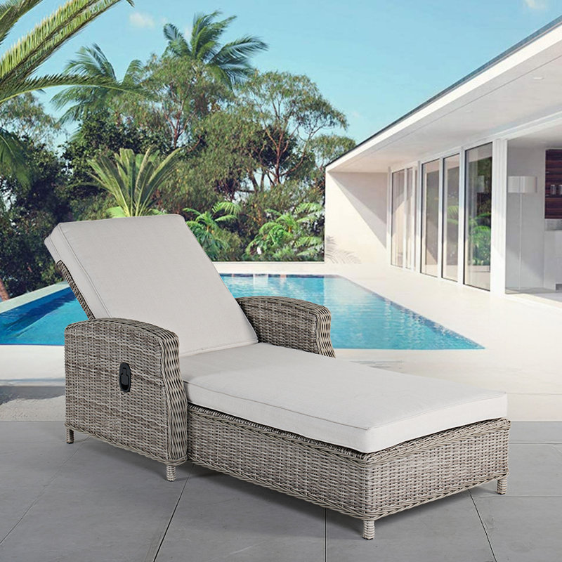 62.5" Long Reclining Single Chaise With Cushions