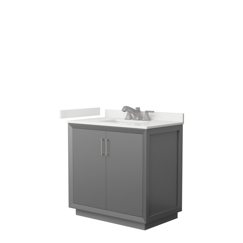 Meuble-lavabo simple avec plateau Strada 36, Gris foncé, WDX13401, Bronze satiné