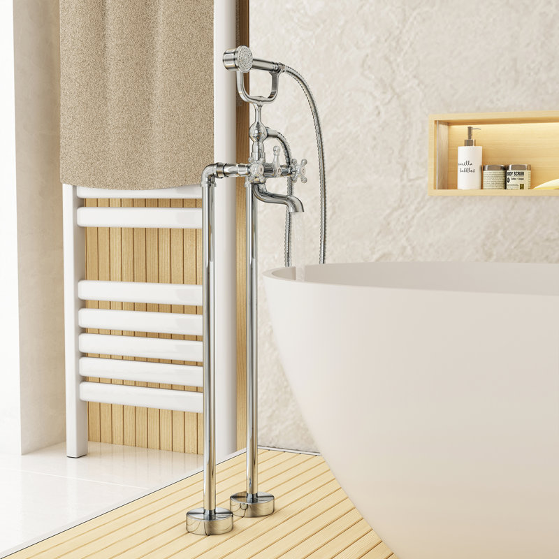 Robinet de baignoire sur pieds à 3 poignées Calliope, Chrome