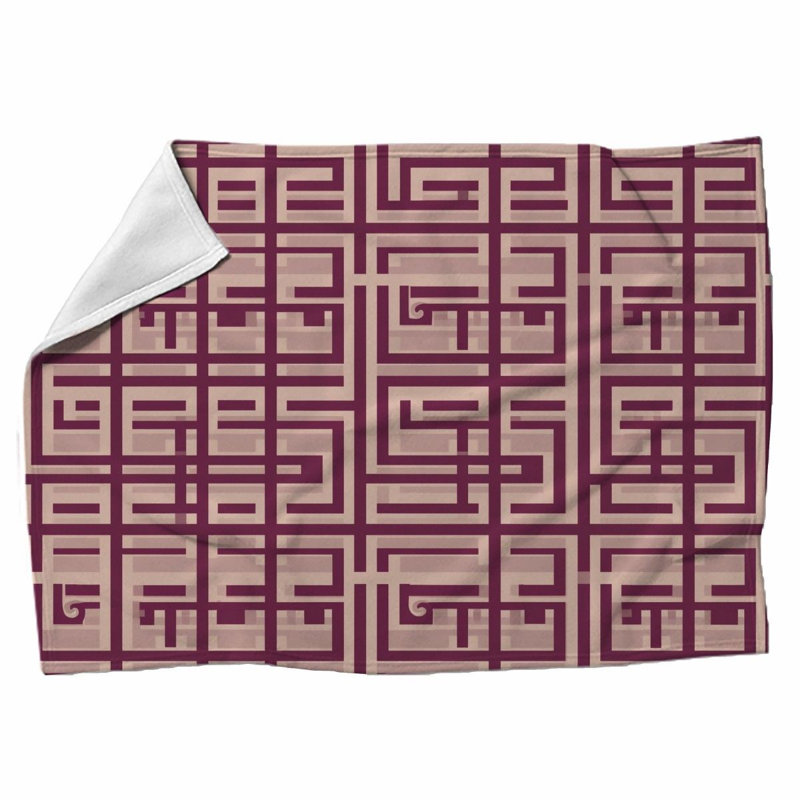 Machine Printed Throw Blanket, Throw, Geometric, Purple/Red
