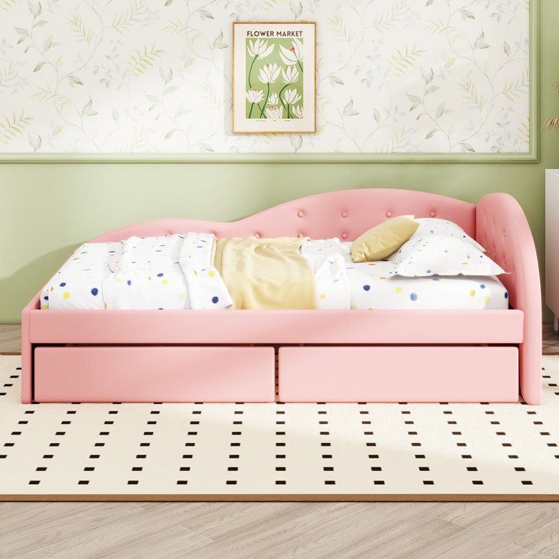 Nakayah PU Upholstered Tufted Daybed, Twin, Pink