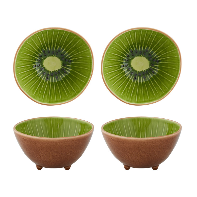 Tropical Fruits Earthenware Dessert Bowl