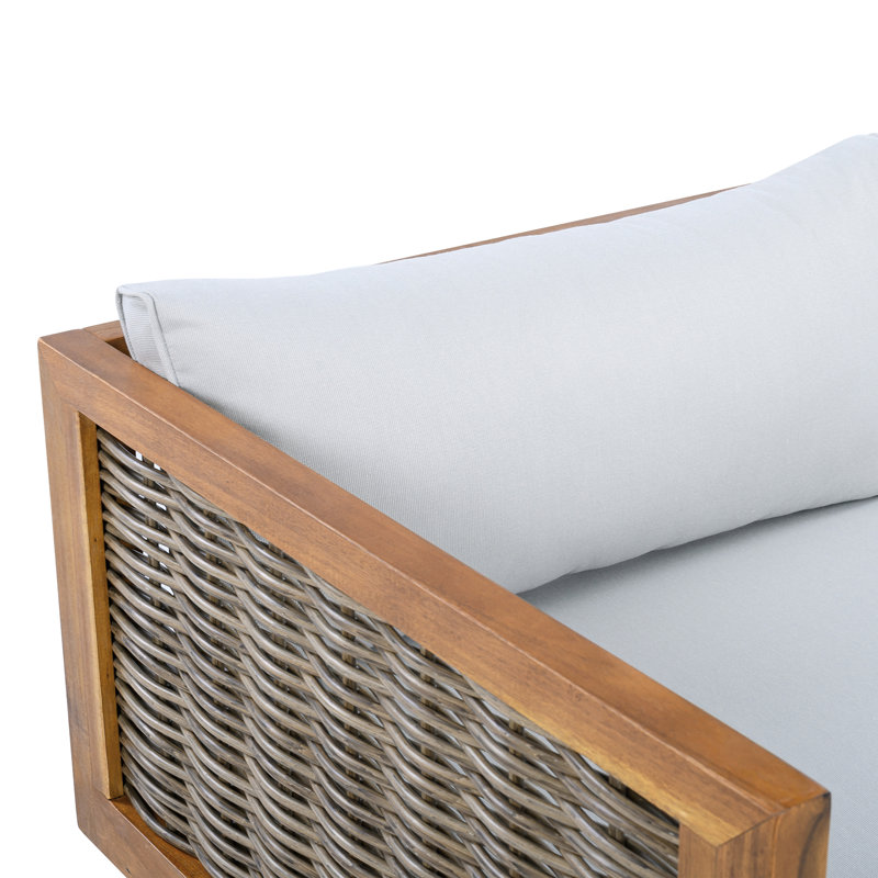 Ensemble de canapé modulaire en bois d'acacia avec coussins amovibles 4 pièces Eli Patio, Gris