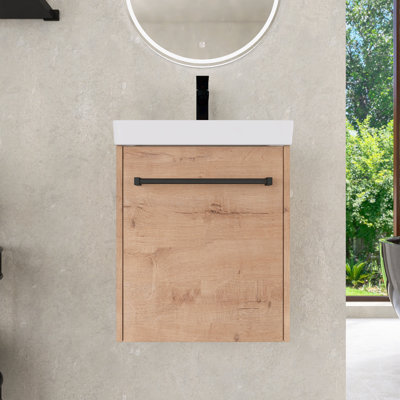 Ensemble de meuble-lavabo mural simple 18 po avec porte à fermeture douce et lavabo en céramique 18 po