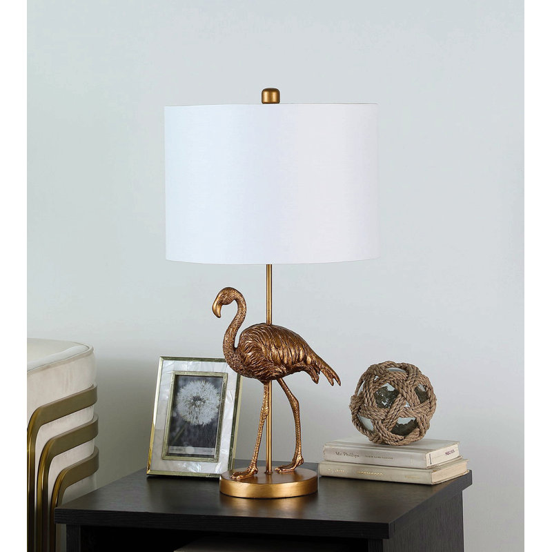 Lampe de table 26 po en résine flamant doré mat
