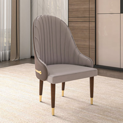 Simoneau Leather Upholstered Dining Chair with Curved Back Accent Side Chair