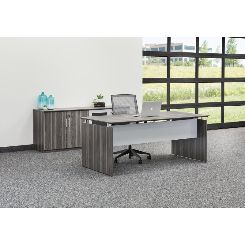 Medina Executive 63" Gray Steel Laminate Straight Desk