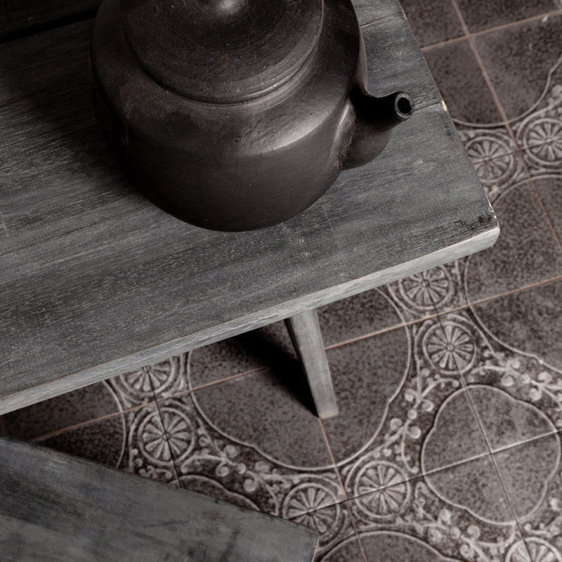 Kings Jaipur 17-5/8 In. X 17-5/8 In. Ceramic Floor And Wall Tile, Black