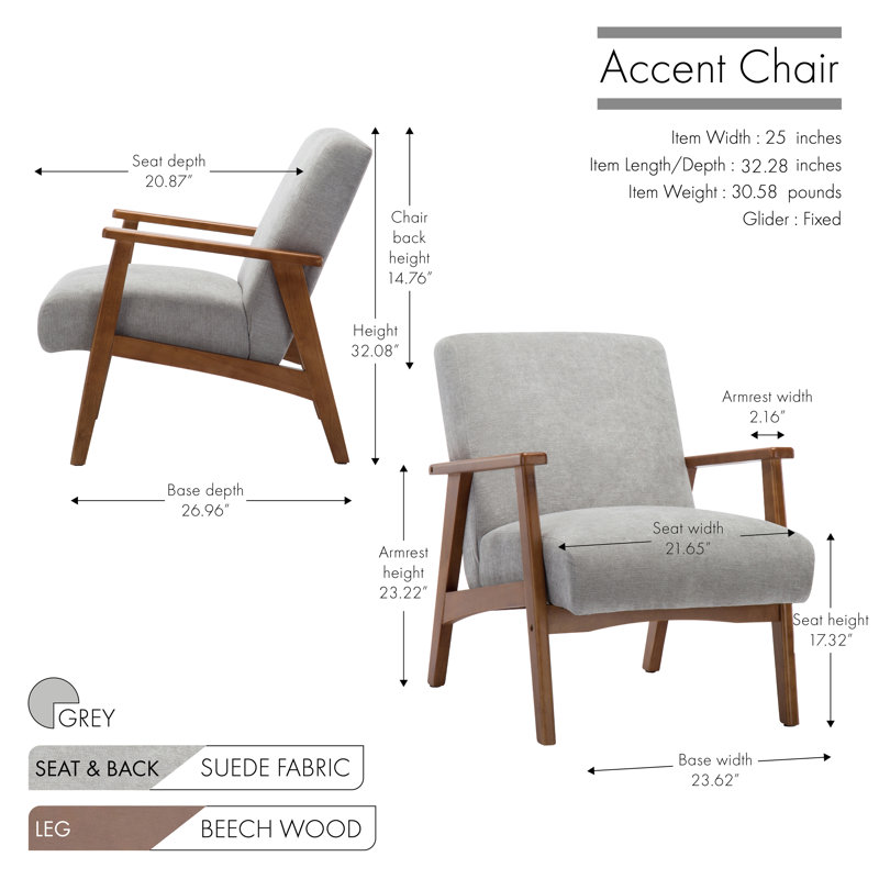 64 Cm Wide Armchair, Grey