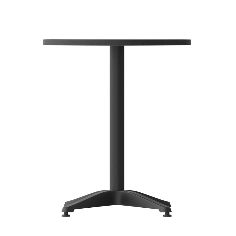 Siyah Round Aluminum Smooth Top Indoor-Outdoor Bistro Table with Base, 23.5" W x 23.5" D, Black
