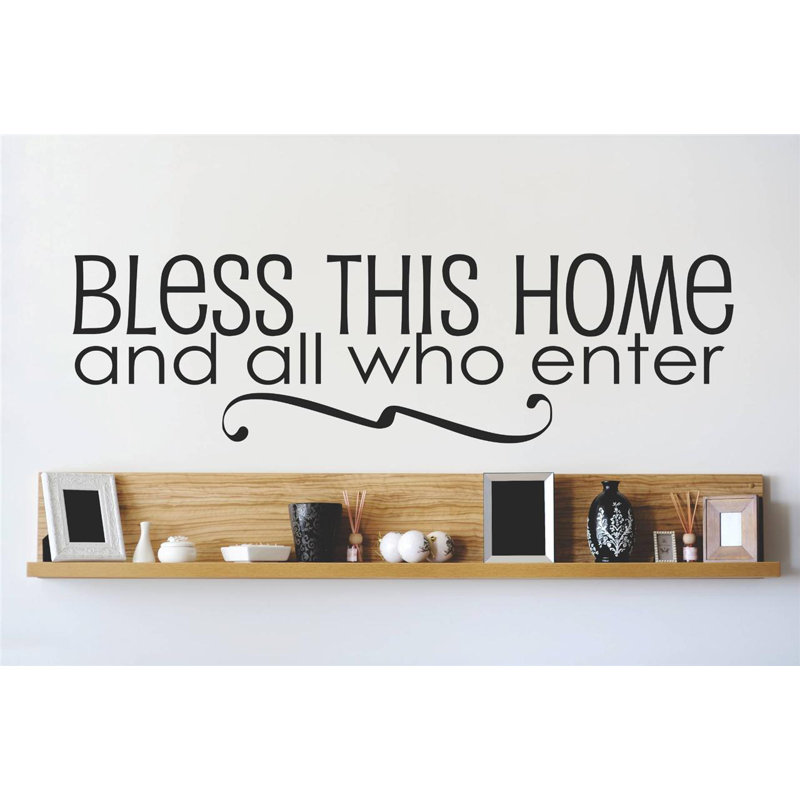 Décalcomanie murale "bless this home", H 10 po x l 40 po x P 0,16 po, Noir
