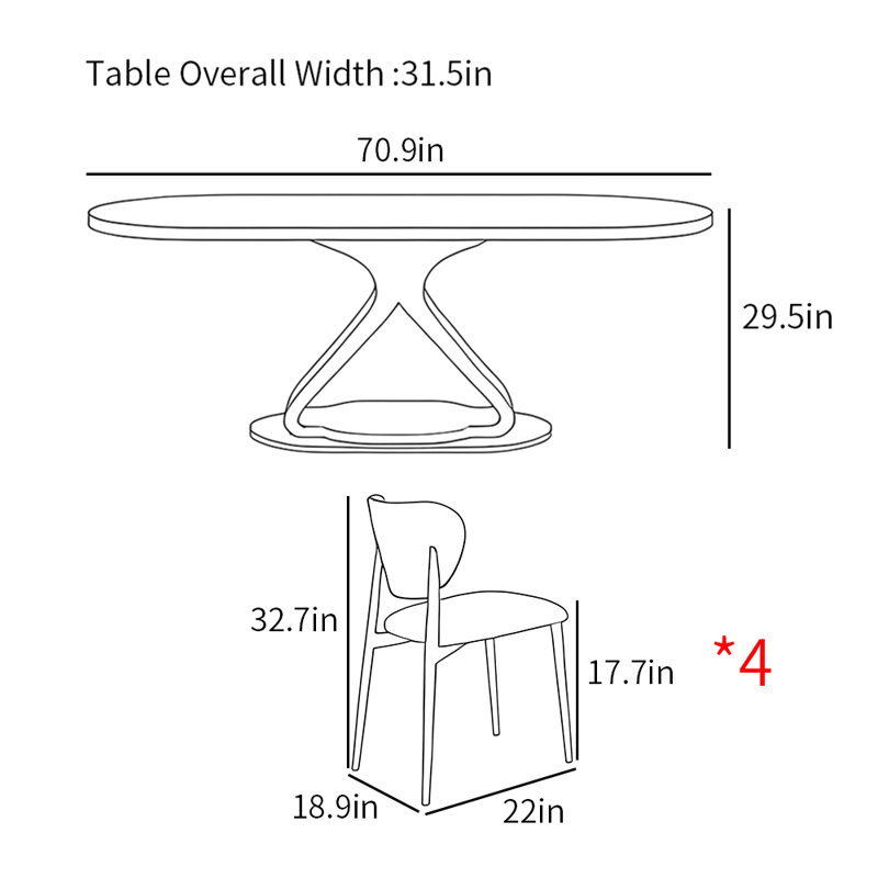 Ensemble de table de salle à manger moderne et simple en acier au carbone, H 29,5 po x L 70,9 po x l 31,5 po