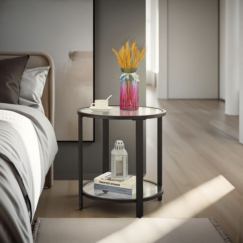 Doynton Round Glass Top End Side Table