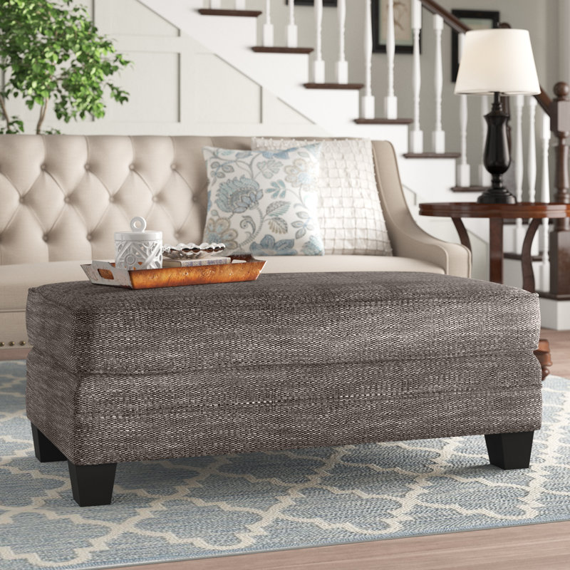 Joeseline Ottoman, Pewter Polyester Blend