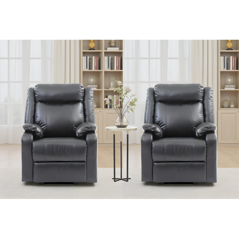 Amadora Faux Leather Rocker Recliner Set of 2, Black