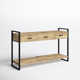 Riverside 54"W Solid Mango Wood and Metal Modern Industrial Storage Console Table with 3 Drawers and Open Shelf