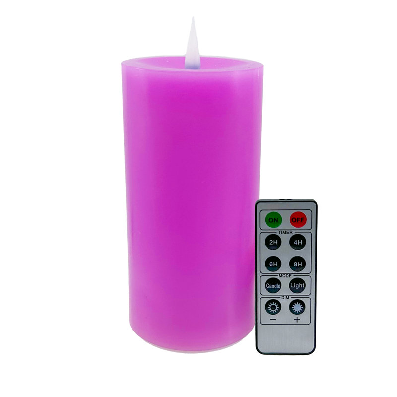 Pilier de cire avec télécommande, Magenta, 4 po x 3 po sans flamme