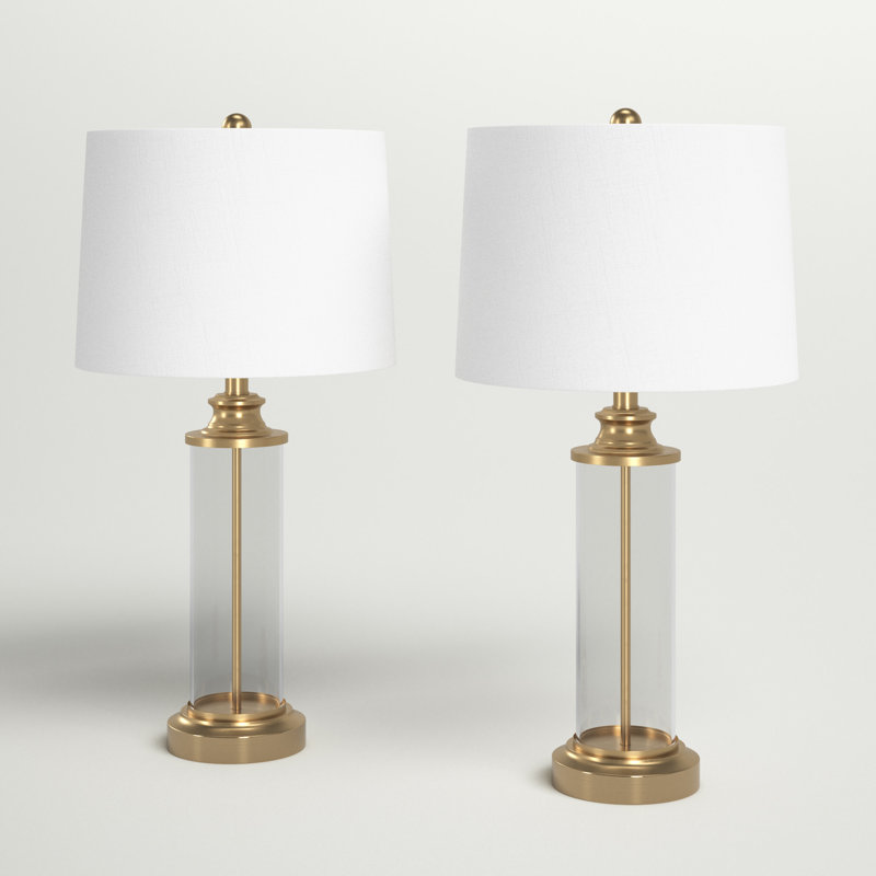 Leiser 26'' Gold Transitional Glass Cylinder Table Lamps, Gold