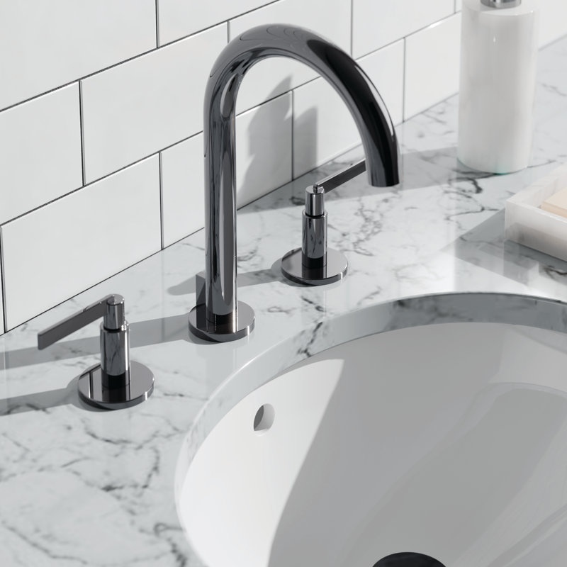 Tolmin Widespread Bathroom Faucet with Drain Assembly, Matte White, Cross Handle