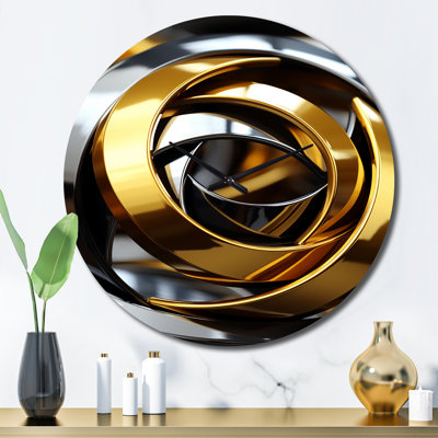 Horloge murale en métal - Tourbillon circulaire futuriste or et argent