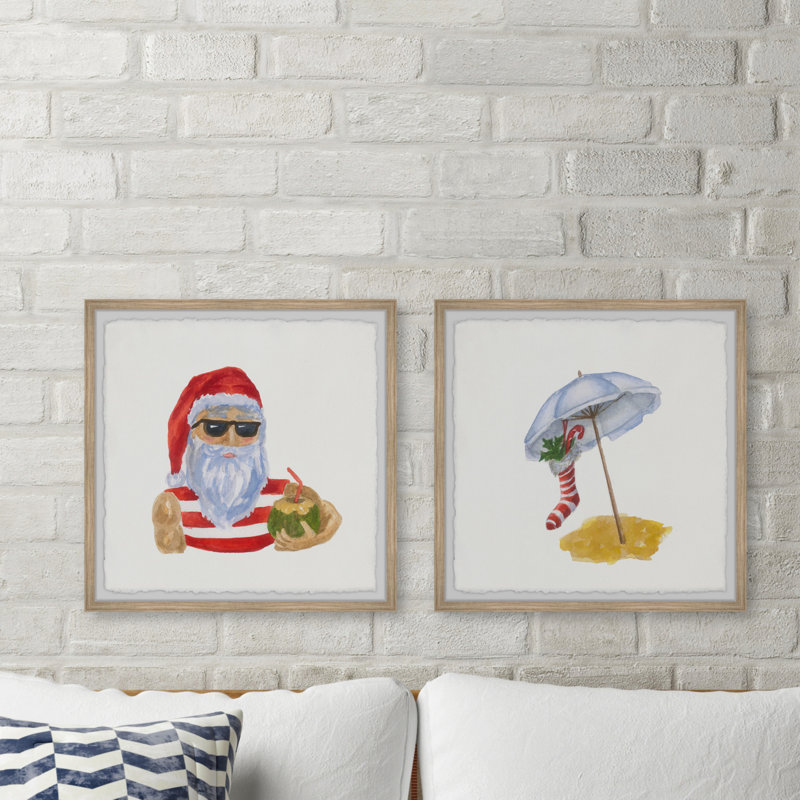 Chavis Chavis Santa On Vacation - 2 Piece Single Picture Frame Painting, 30cm H x 61cm W x 3.81cm D