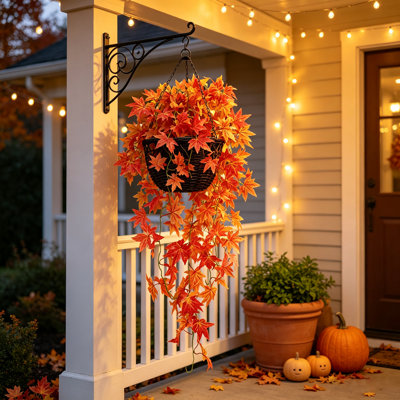 Artificial Maple Leaf Hanging Plant, 39.37" Faux Fall Foliage Vine, Autumn Decor for Indoor Outdoor Home Garden Wedding Decor