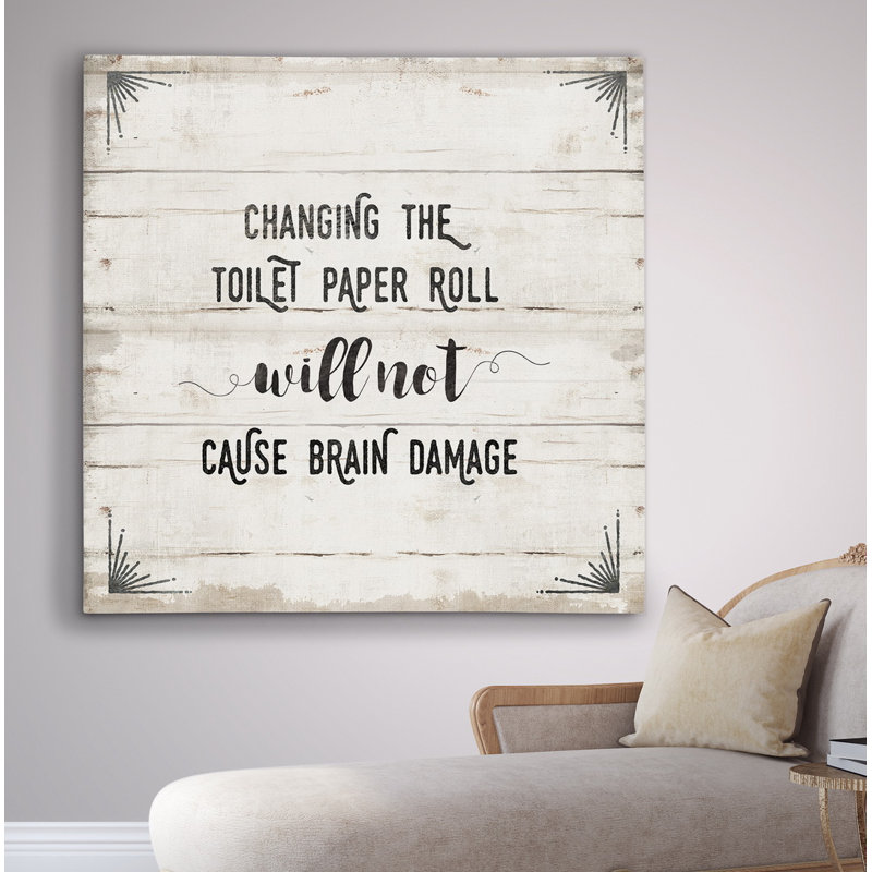 «TP Roll», art textuel, Toile tendue, H 16 po x l 16 po x P 1,5 po