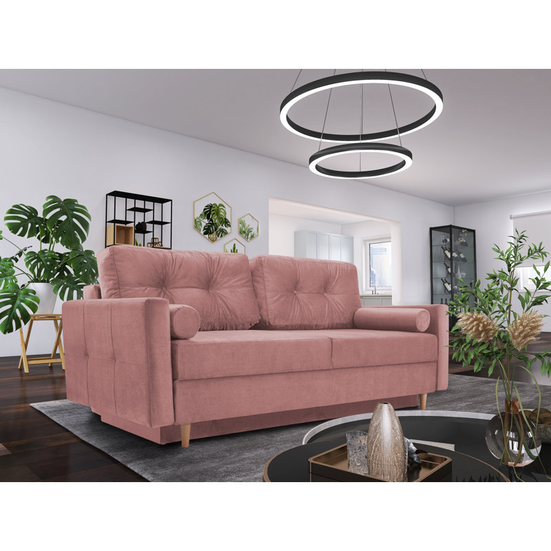 Asly 3 Seater Sofa Bed, Powder Pink