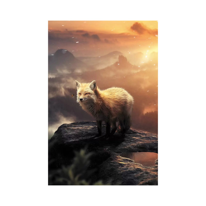 The Fox On The Mountain by Zenja Gammer - Print on Canvas, Wrapped Canvas, 30.48 cm H x 45.72 cm W