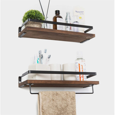 Floating Shelves Wall Mounted Storage Shelves For Kitchen, Bathroom,Set Of 2 Natural