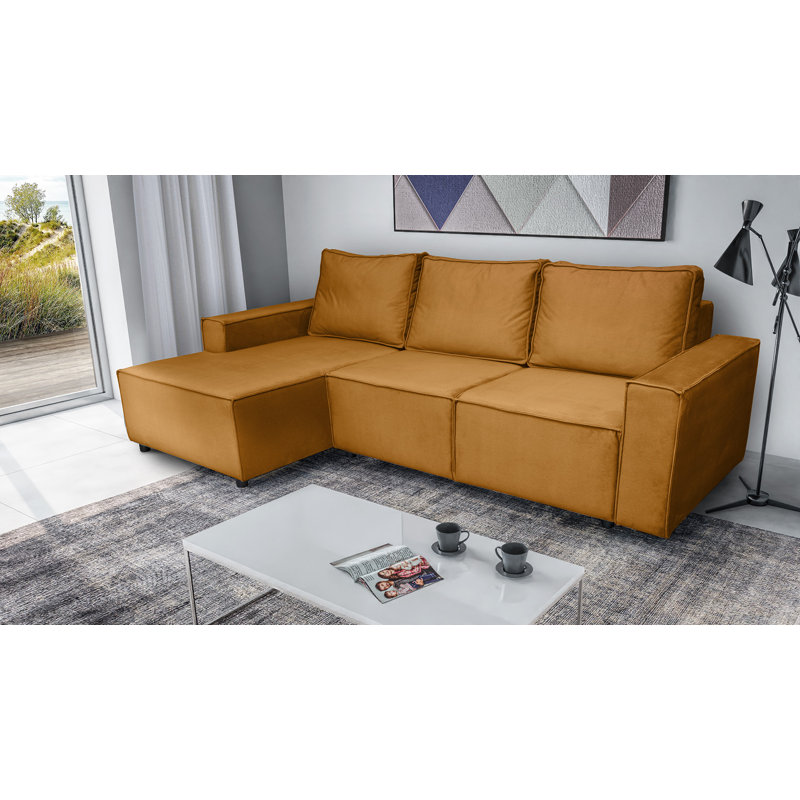 Jody 4 Seater Sofa Bed, Orange, Left Hand Facing